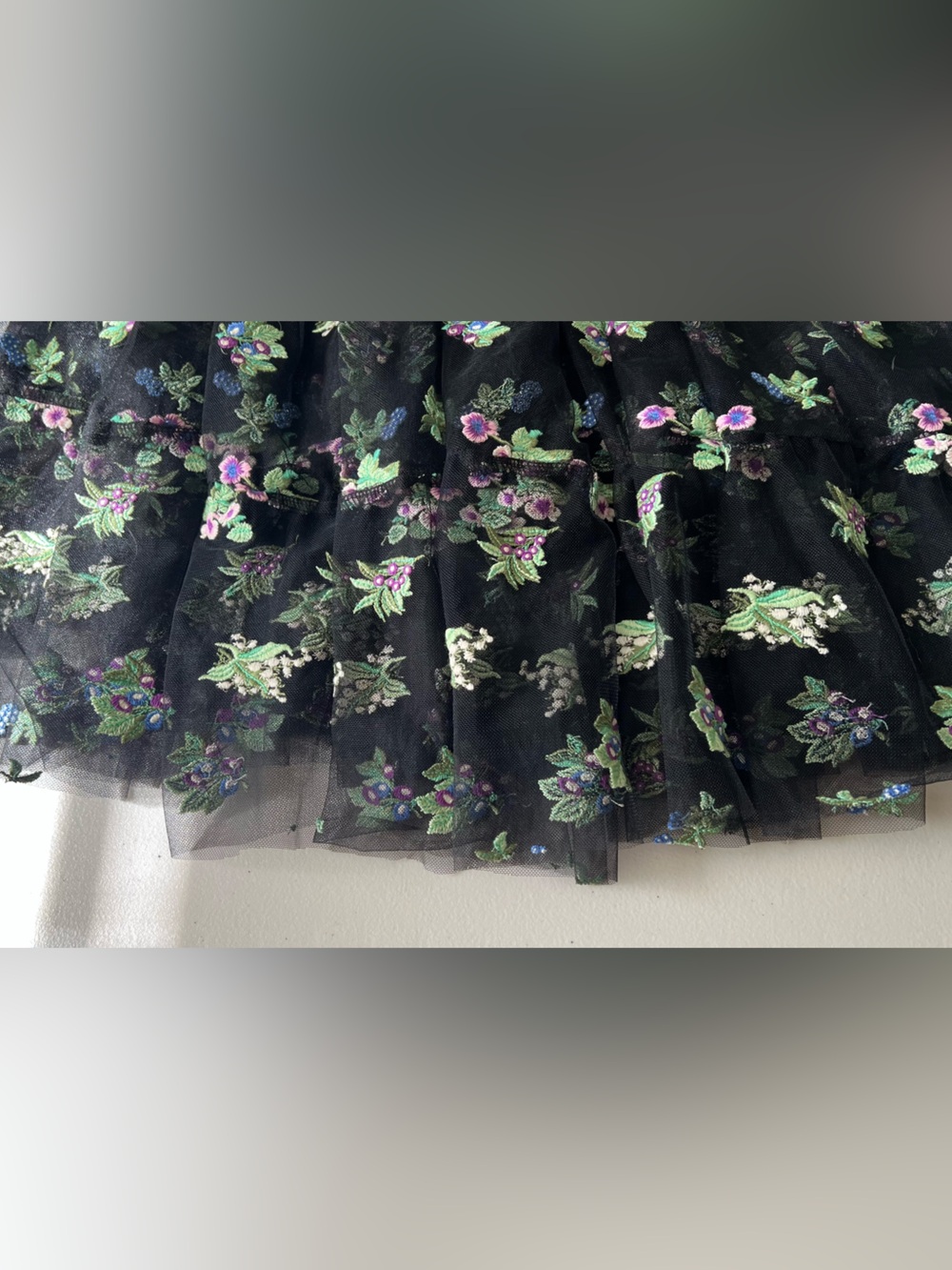 Maeve Anthropologie Sheer Embroidered Maxi Skirt Black Floral Tulle Size M - Picture 13 of 13